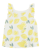 Toddler Lemon Flutter-Sleeve Tank - White, image 1 of 3 slides