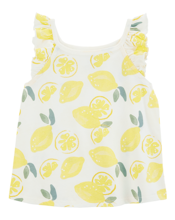 Toddler Lemon Flutter-Sleeve Tank - White, 