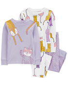 Toddler 4-Piece Cat 100% Snug Fit Cotton Pajamas, image 1 of 4 slides