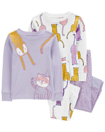 Toddler 4-Piece Cat 100% Snug Fit Cotton Pajamas, 