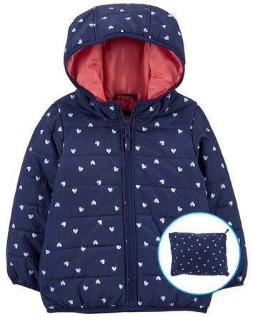 Baby Heart Packable Puffer Jacket, 