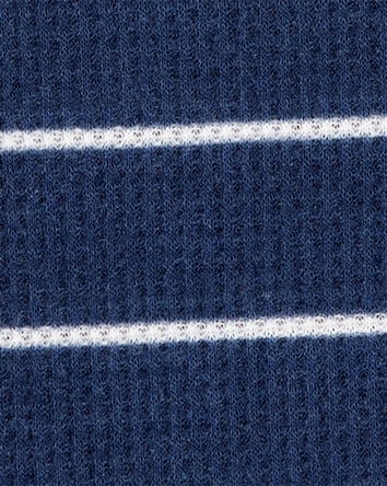 Toddler Boy Striped Loose Fit Waffle Knit 2-Piece Pajamas - Navy, 