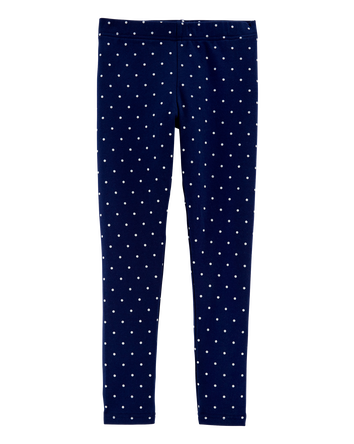 Kid Cotton Polka Dot Stretch Leggings, 