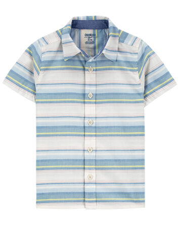Toddler Baja Stripe Button-Front Short Sleeve Shirt, 