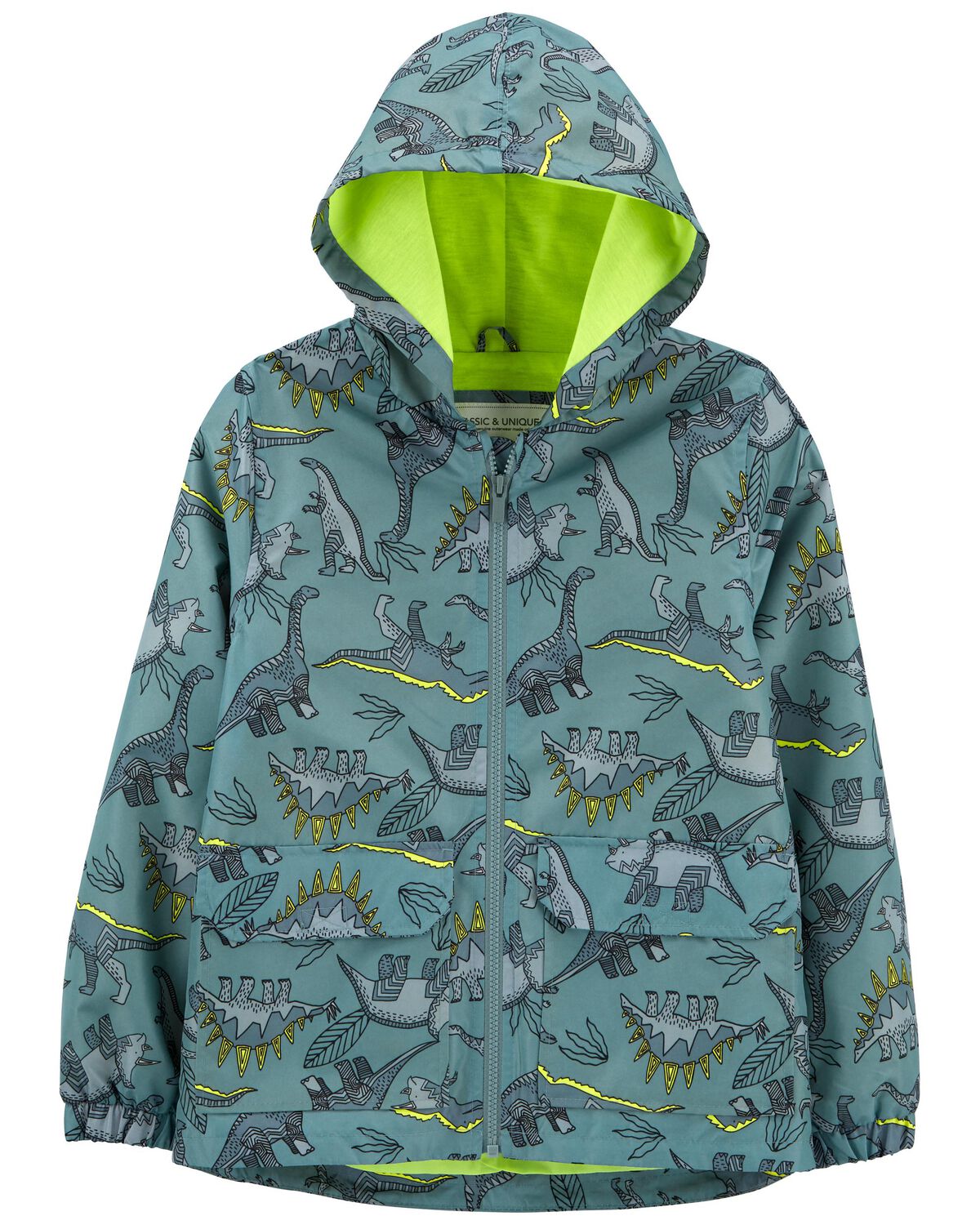 Green Kid Dinosaur Rain Jacket