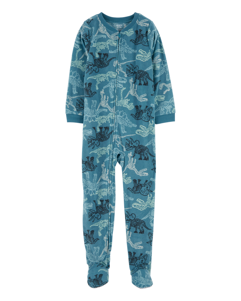 Kid 1-Piece Dinosaur Fleece Footie Pajamas, image 1 of 3 slides