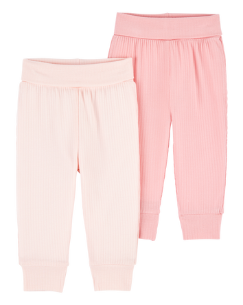 Baby Girl 2-Pack PurelySoft Pull-On Pants - Pink, 