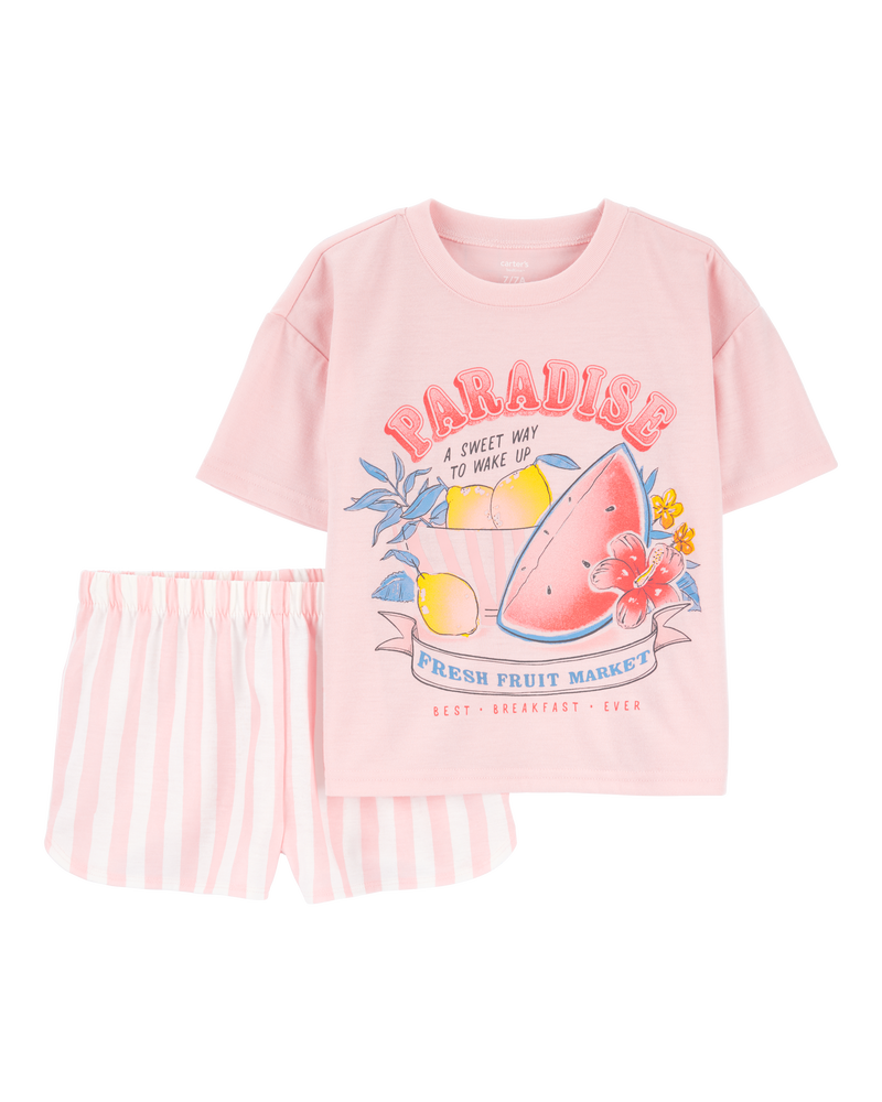 Girls 2-Piece Fruit Print Loose Fit Pajamas, image 1 of 3 slides