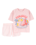 Girls 2-Piece Fruit Print Loose Fit Pajamas, image 1 of 3 slides