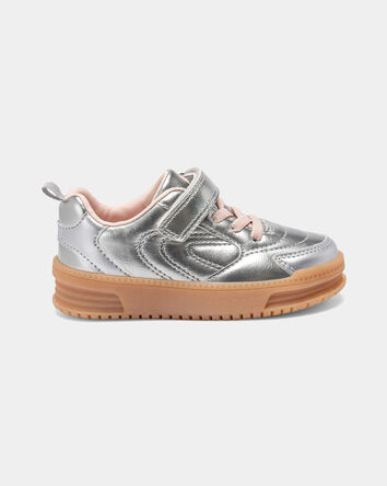 Toddler Girl Athletic Sneakers - Silver/Brown, 