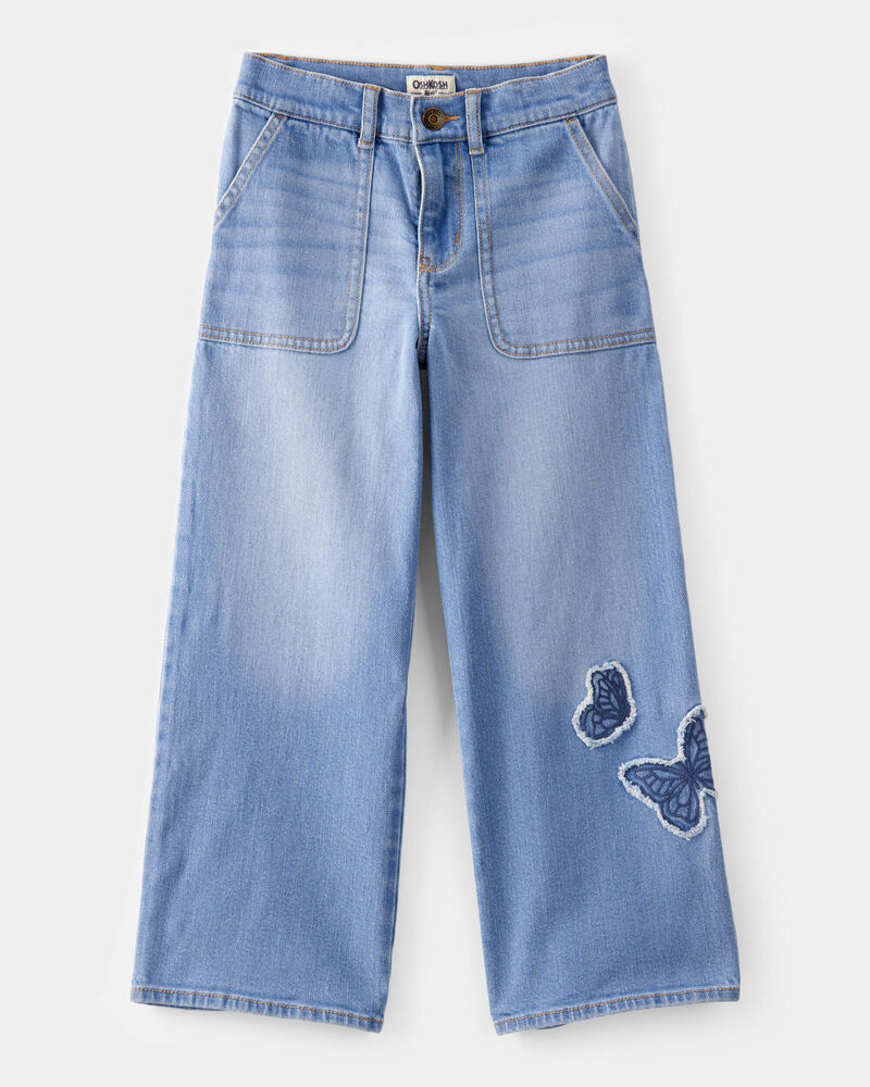 Kid Baggy Butterfly Embroidered Jeans - Breeze Wash, image 1 of 5 slides