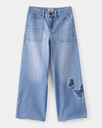 Kid Baggy Butterfly Embroidered Jeans - Breeze Wash, 