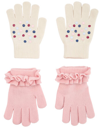 2-Pack Polka Dot Ruffle Gripper Gloves, 