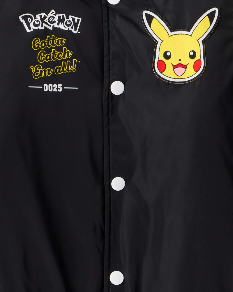 Boys Pokémon Pikachu Long-Sleeve Bomber Fashion Jacket - Black/Yellow, image 4 of 5 slides