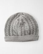 Baby Organic Cotton Cable Knit Cap in Gray, image 1 of 3 slides