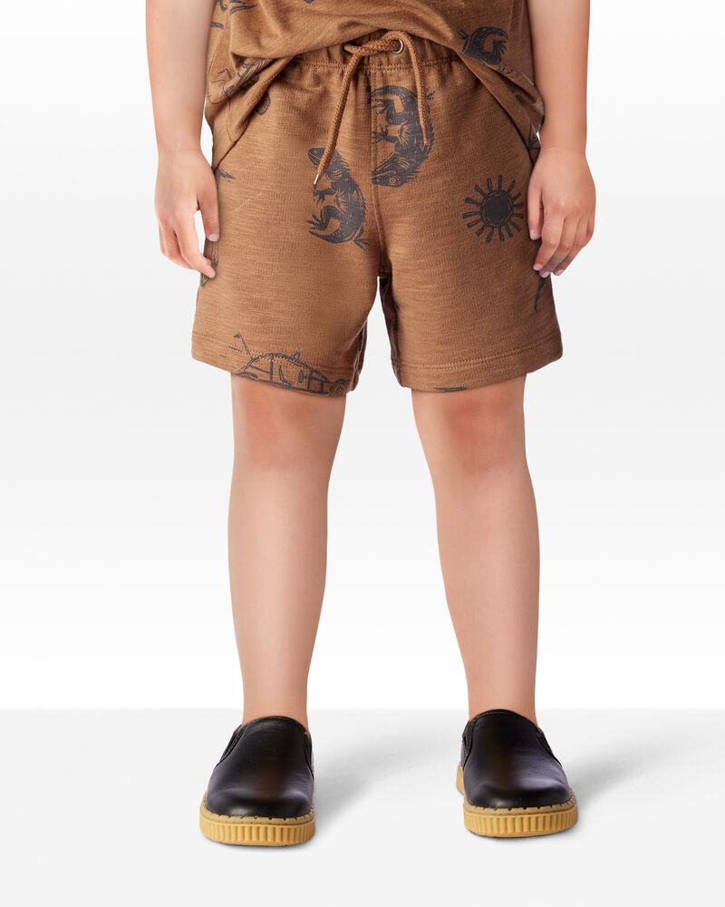 Toddler 2-Piece Desert Print Henley & Pull-On Shorts Set - Brown, image 7 of 8 slides