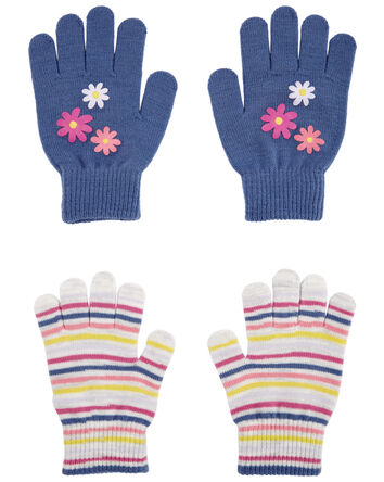 2-Pack Striped Floral Gripper Gloves, 