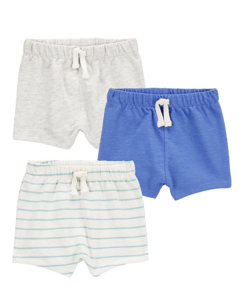 Baby 3-Pack Pull-On Slub Jersey Shorts, image 1 of 10 slides