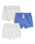 Baby 3-Pack Pull-On Slub Jersey Shorts, image 1 of 10 slides