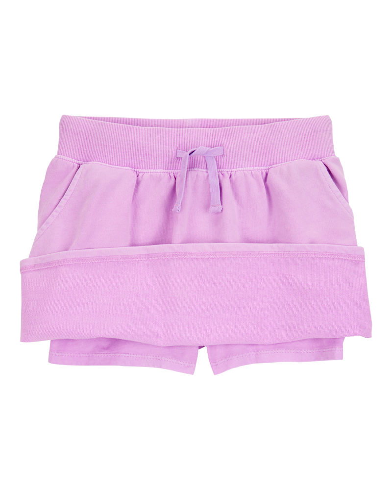 Kid Active Drawstring French Terry Skort - Purple, image 2 of 4 slides