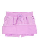 Kid Active Drawstring French Terry Skort - Purple, image 2 of 4 slides