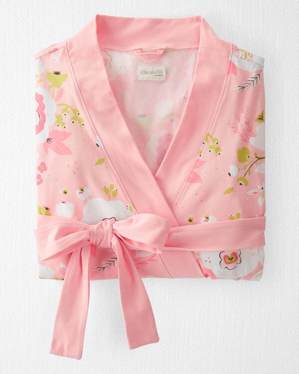 Pink Floral Adult Organic Cotton Jersey Robe