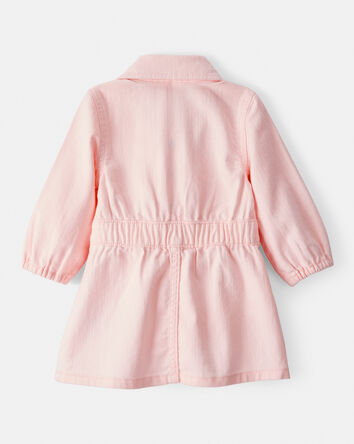 Baby Girl Embroidered Cotton Long-Sleeve Dress - Pink, 