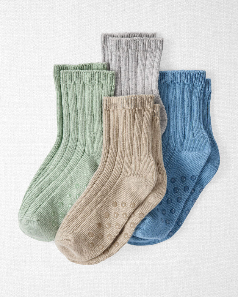 Toddler 4-Pack No-Slip Socks Made with Organic Cotton, image 1 of 2 slides