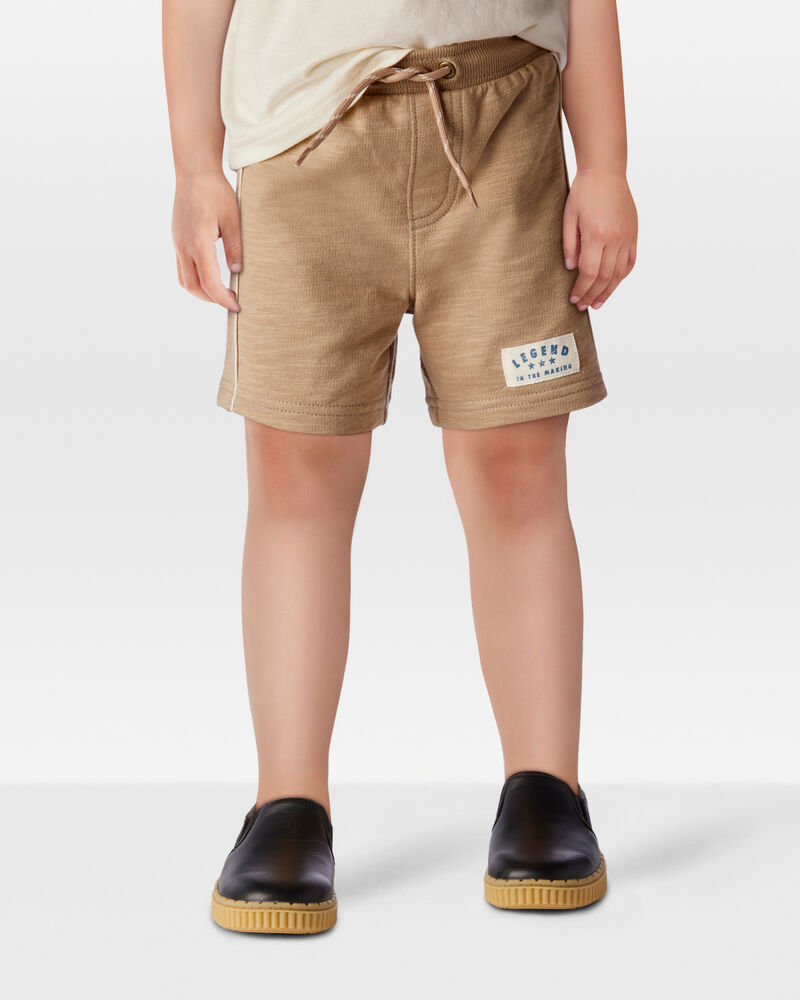Toddler 2-Piece Striped Short-Sleeve Tee & Pull-On Shorts Set - Cream/Brown, image 7 of 8 slides