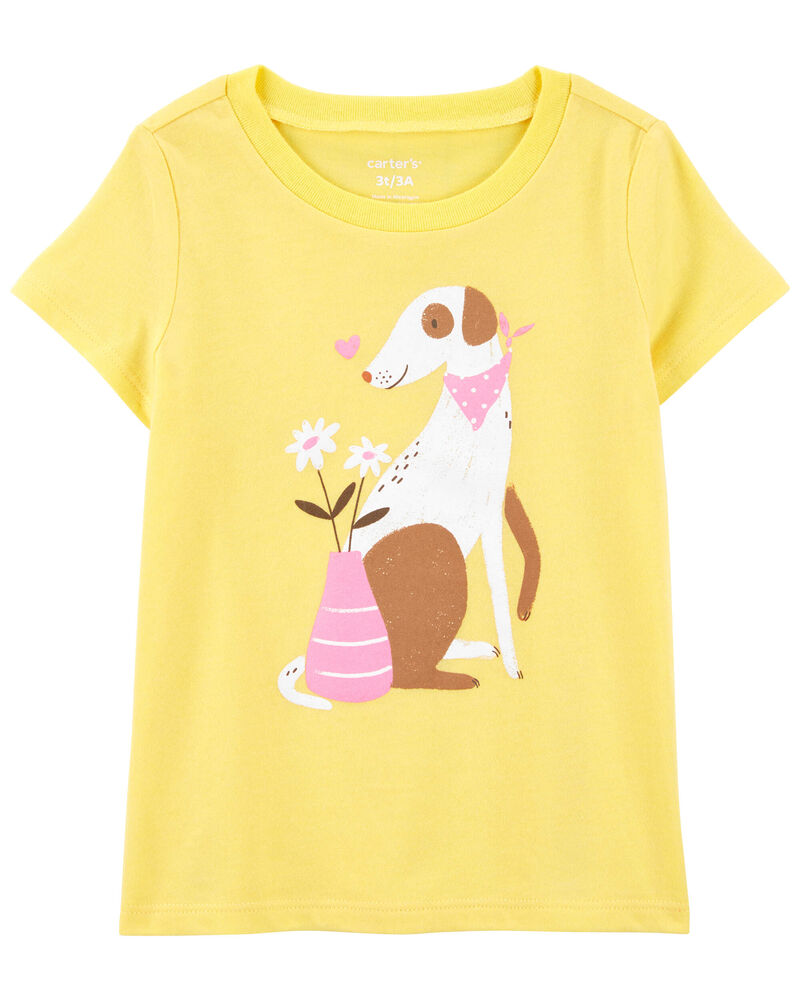 Toddler Dog and Flowers Graphic Tee, image 1 of 3 slides