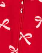Toddler 1-Piece Christmas Bow Fleece Footie Pajamas, image 2 of 4 slides