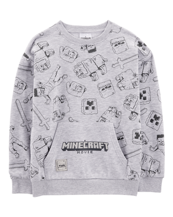 Kid Minecraft Print Pullover - Grey, 