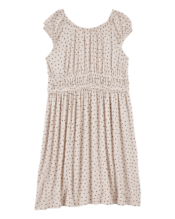 Kid Polka Dot Short-Sleeve Dress - Tan, 