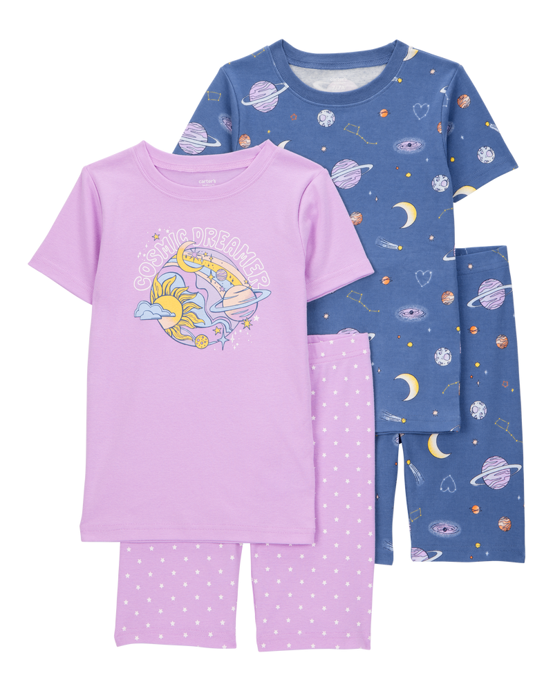 Kid Space Print Snug Fit Cotton 4-Piece Pajamas, image 1 of 4 slides