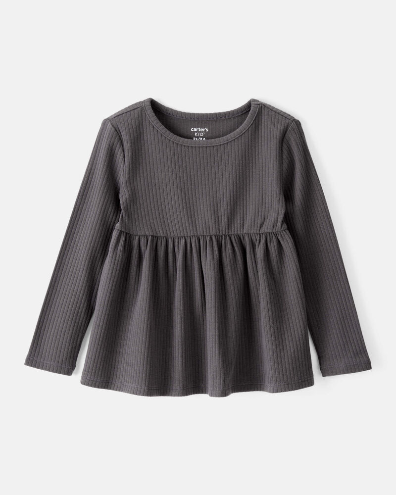 Toddler Girl Long-Sleeve Peplum Top - Black, image 1 of 3 slides