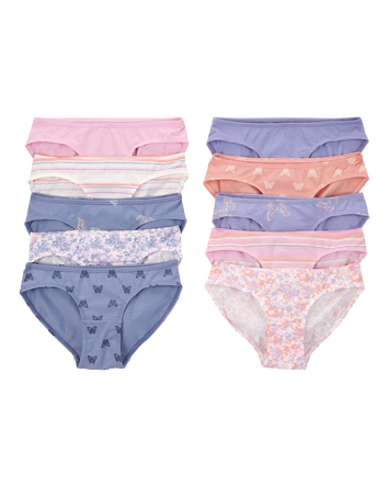 Kid 10-Pack Stretch Cotton Bikini Underwear, 