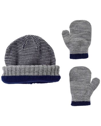 Baby 2-Pack Knit Cap & Mittens Set, 