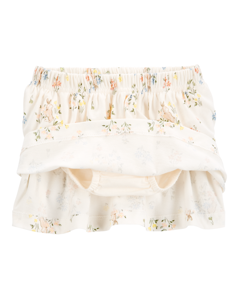Baby 2-Piece Bunny Floral Skort Outfit Set - Blue/Ivory, image 2 of 4 slides