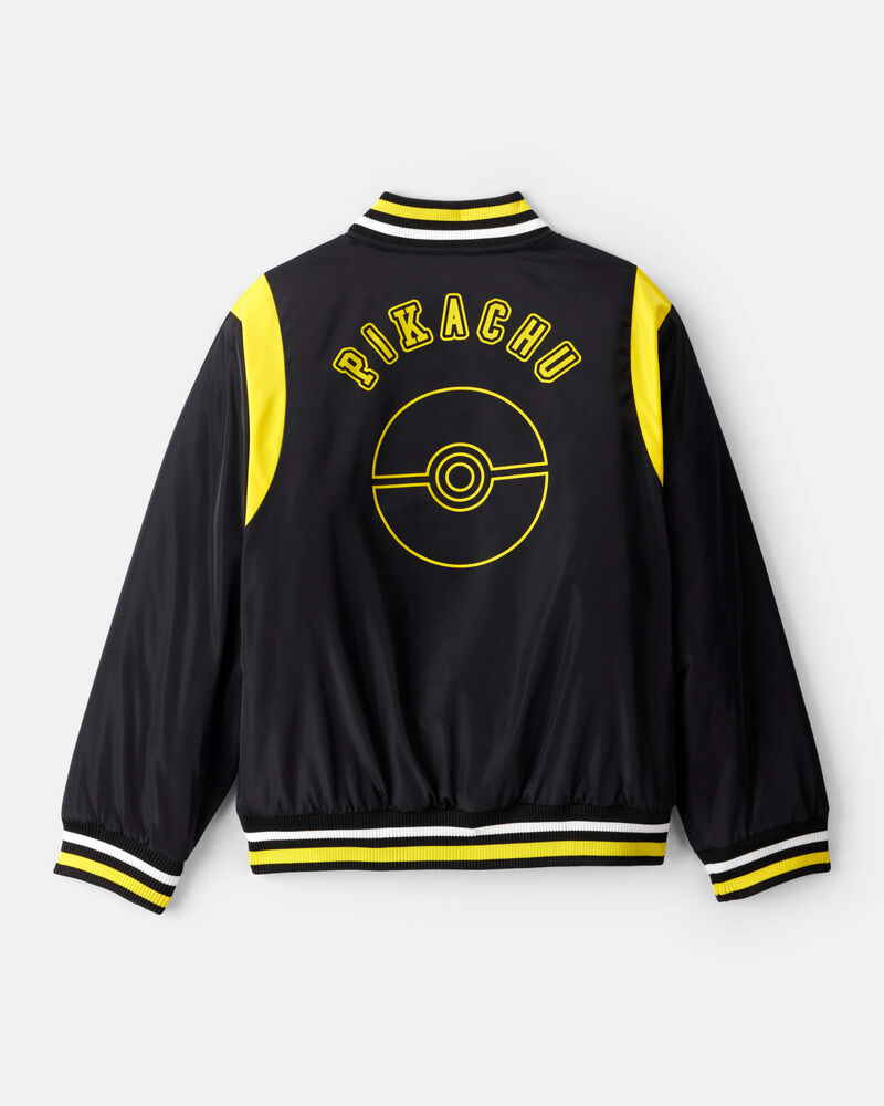 Boys Pokémon Pikachu Long-Sleeve Bomber Fashion Jacket - Black/Yellow, image 2 of 5 slides