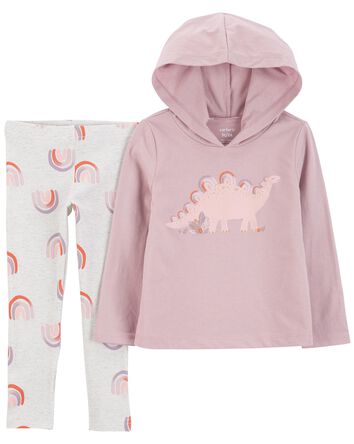 Toddler 2-Piece Dinosaur Hooded Top & Legging Set, 