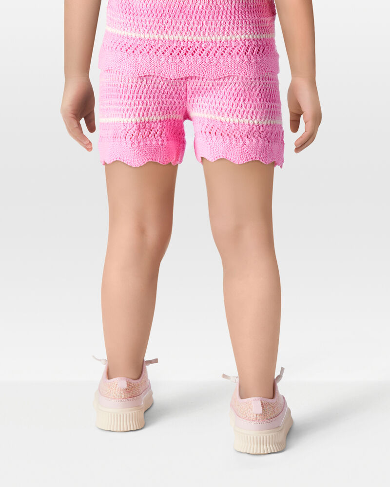 Toddler Striped Crotchet Knit Shorts - Pink, image 3 of 7 slides