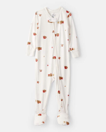 Baby Barn Print PurelySoft 2-Way Zip 1-Piece Pajamas - Ivory, 