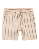 Baby Striped Drawstring Shorts - Khaki, image 1 of 5 slides