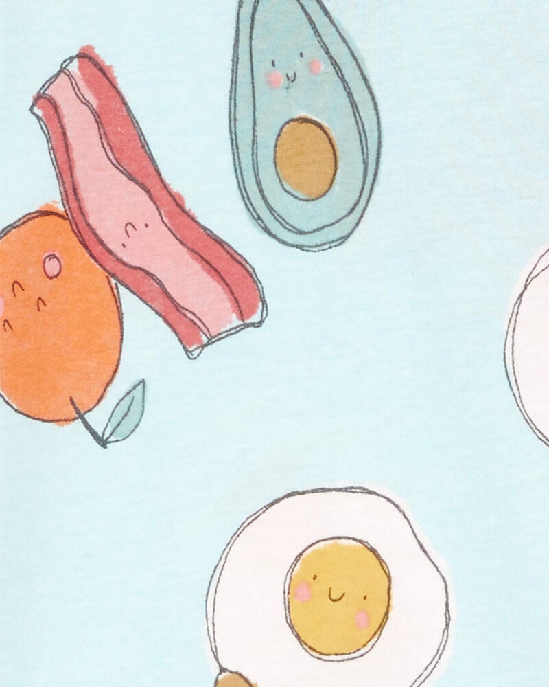 Baby 4-Piece Breakfast Print 100% Snug Fit Cotton Pajamas, image 2 of 4 slides