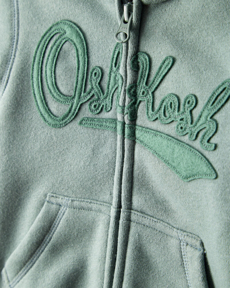 Baby Boy OshKosh Fleece Logo Zip Jacket - Green, image 2 of 4 slides