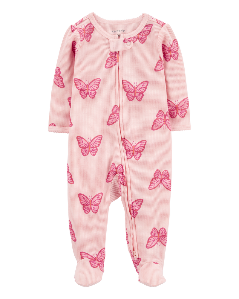 Baby Butterfly 2-Way Zip Thermal Sleep & Play Pajamas, image 1 of 4 slides