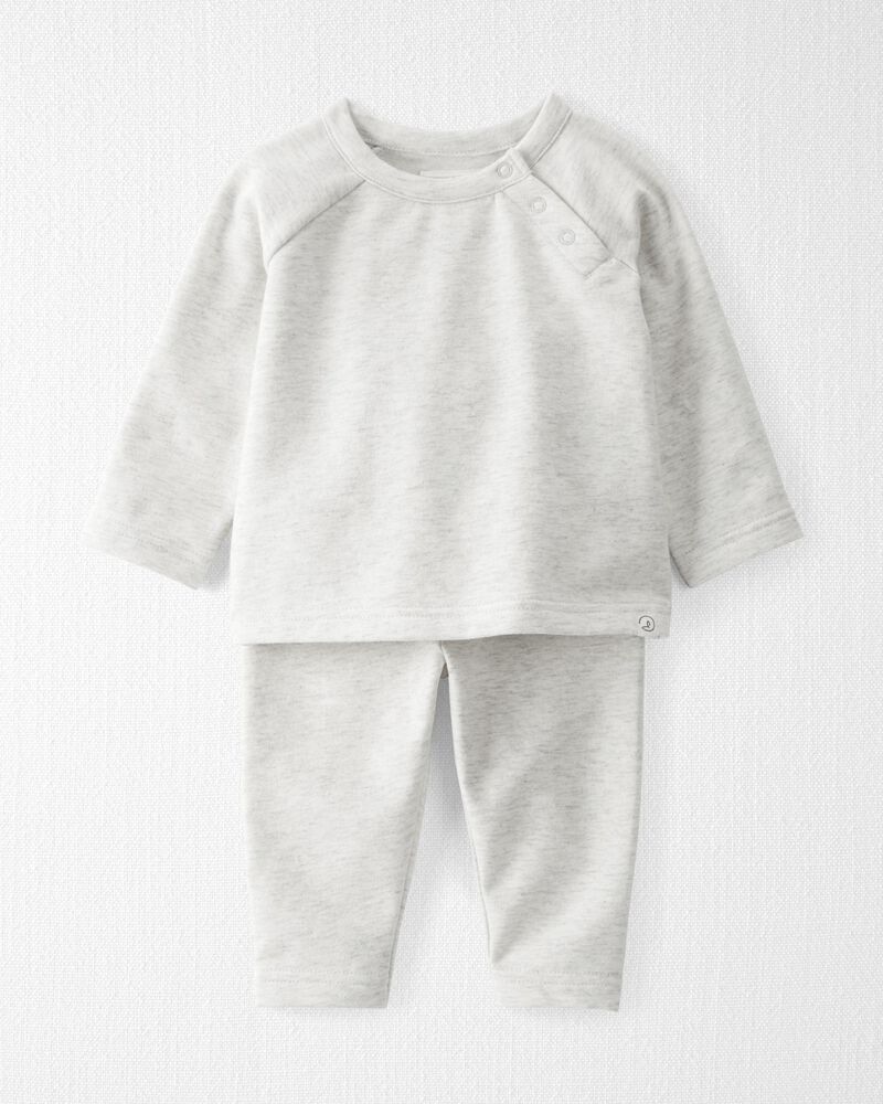 Baby 2-Piece Fleece Set Made with Organic Cotton in Heather Gray, image 1 of 6 slides