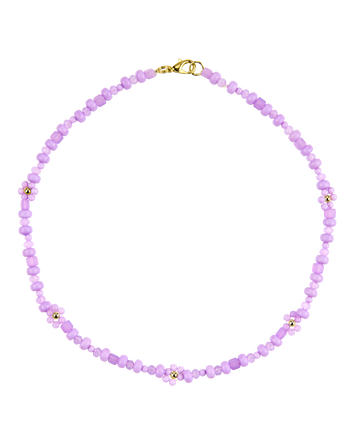 Kid 1-Piece Beaded Flower Necklace - Purple, 