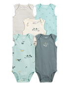 Baby 5-Pack Ocean Print Sleeveless Bodysuits, image 1 of 7 slides