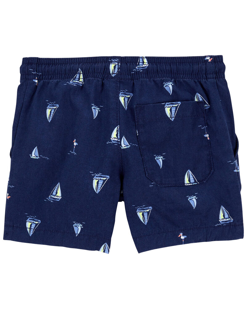 Toddler Sailboat Pull-On Linen Shorts, image 2 of 3 slides